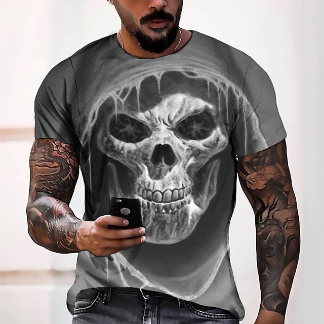 

Men's Tee T shirt 3D Print Graphic Round Neck Casual Daily 3D Print Short Sleeve Tops Fashion Designer Cool Comfortable Gray