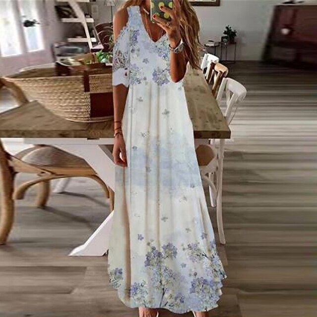 Line Dress Maxi long Dress White 