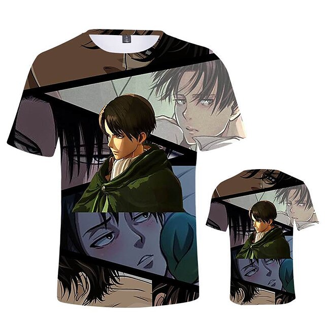 

Inspired by Attack on Titan Levi·Ackerman T-shirt Cartoon 100% Polyester Anime Harajuku Graphic Kawaii T-shirt For Men's / Women's / Couple's