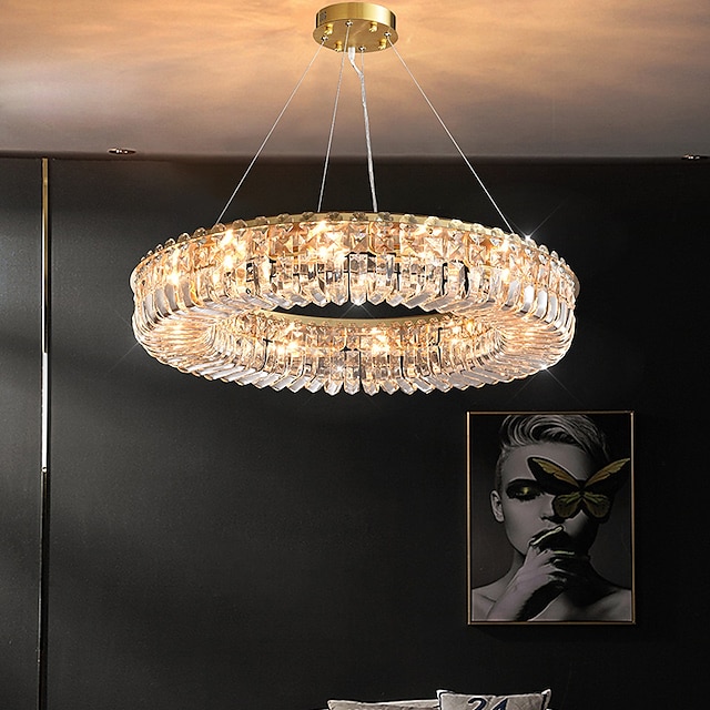  Candelabro de 60 cm, lámpara colgante de cristal, led, metal galvanizado, moderno, 220-240v