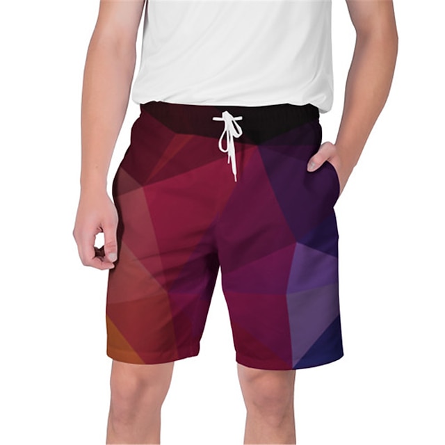 

Men's Streetwear Hawaiian Shorts Beach Shorts 3D Print Elastic Drawstring Design Short Pants Casual Daily Graphic Geometric Breathable Soft Mid Waist Blue Wine Red Light Blue S M L XL XXL