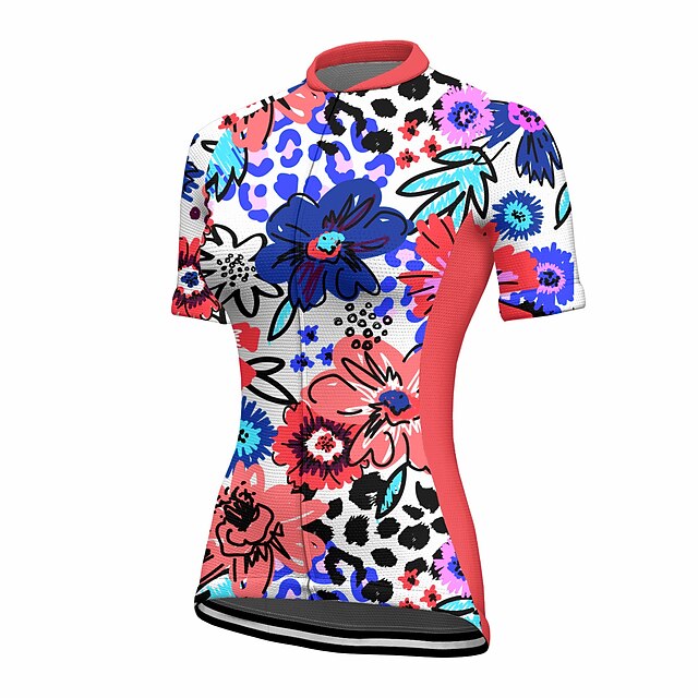 

21Grams Women's Short Sleeve Cycling Jersey Summer Spandex Red Floral Botanical Bike Top Mountain Bike MTB Road Bike Cycling Quick Dry Moisture Wicking Sports Clothing Apparel / Stretchy