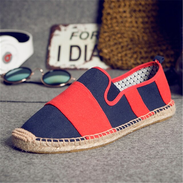 

Men's Unisex Loafers Slip-Ons Espadrilles Slip-on Sneakers Cloth Loafers Casual Daily Linen Black Light Red Dark Blue Color Block Spring Summer