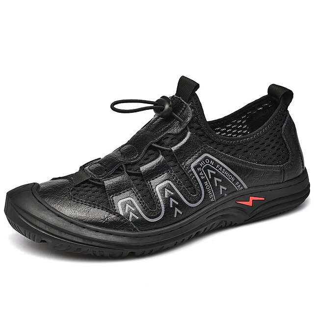 

Men's Boat Shoes Sporty Casual Daily Outdoor Water Shoes Upstream Shoes Mesh Cowhide Booties / Ankle Boots Black Gray Spring Summer