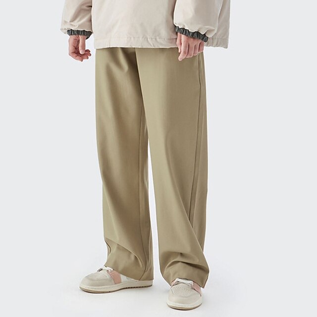 

Men's Fashion Streetwear Straight Trousers Pocket Pants Sports Outdoor Casual Micro-elastic Solid Color Comfort Soft Mid Waist Gray Khaki 28 30 32 34