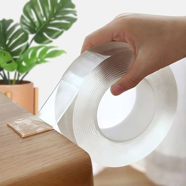  1/3PCS Double Sided Tape Tape Waterproof Wall Tape Reusable Heat Resistant Bathroom Home Decoration Tapes Transparent Strips Transparent Tape Poster Carpet Tape for Paste Items 3x200cm(1x79in）