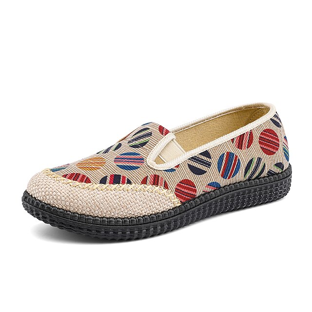 

Women's Flats Indoor Shoes Booties Ankle Boots Flat Heel Round Toe Casual Minimalism Home Daily Linen Loafer Summer Polka Dot Red Blue