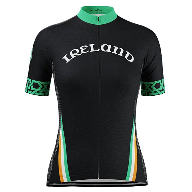 

21Grams Women's Short Sleeve Cycling Jersey Summer Spandex Black Ireland Bike Top Mountain Bike MTB Road Bike Cycling Quick Dry Moisture Wicking Sports Clothing Apparel / Stretchy / Athleisure