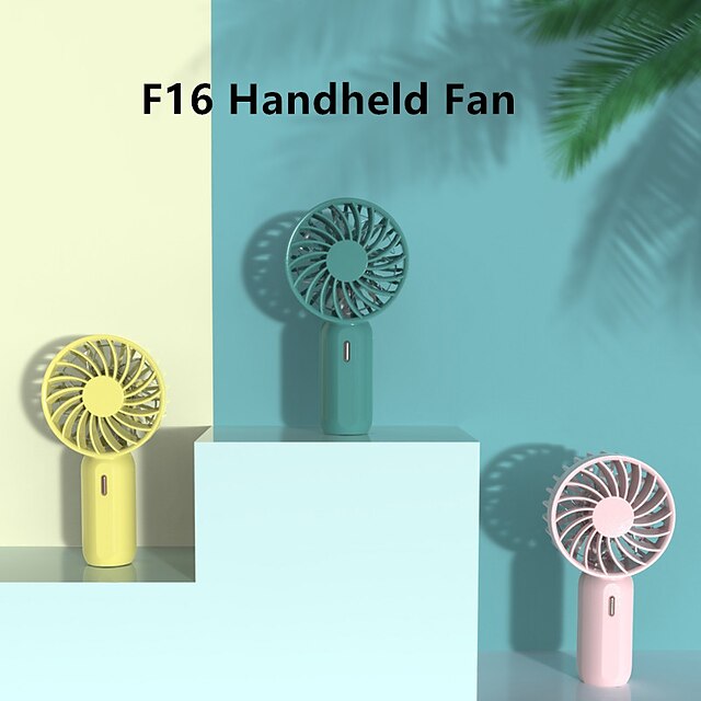  F16 Handheld Fan Portable Quiet Operation 500mAh Battery Atmosphere Color Light 3 Speed USB Rechargeable Portable Small Fan