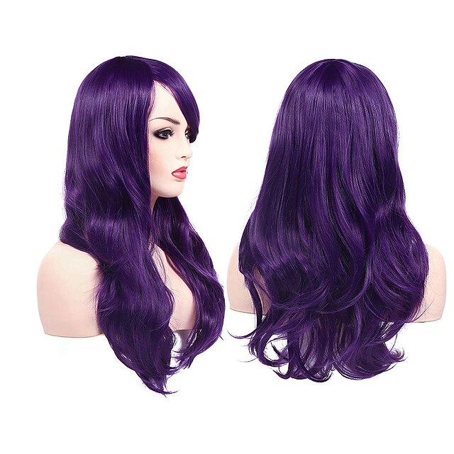 Beauty & Hair Wigs & Hair Pieces | Dark Purple Wigs Long Wig Big Wave Heat Resistant Synthetic Straight Hair with Bangs for Fema