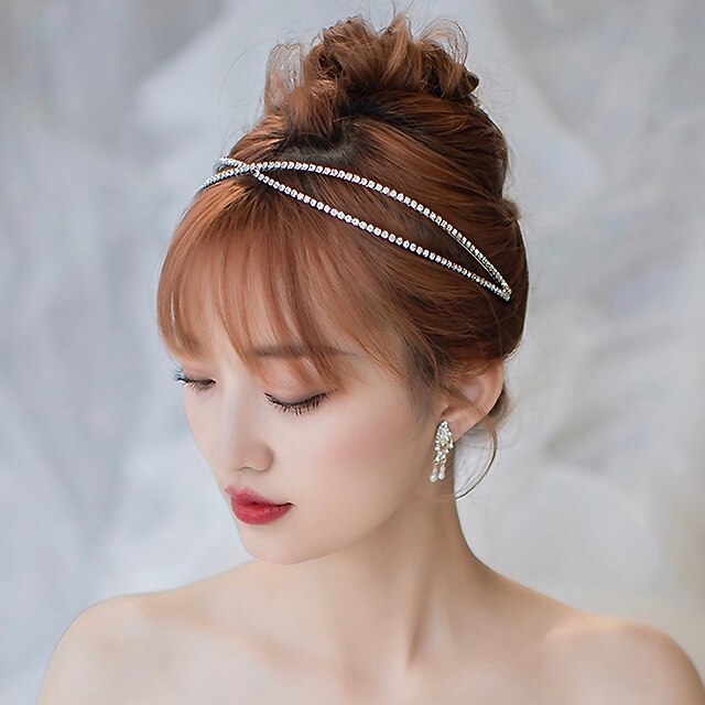 Crown Tiaras Headbands Headpiece Rhinestone Alloy Wedding Party / Evening Retro Sweet With Crystal / Rhinestone Split Joint Headpiece Headwear 6