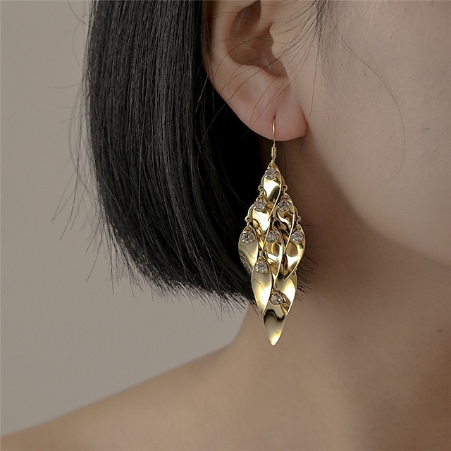 Shoes & Bags Fashion Accessories | Womens Hoop Earrings Chandelier Leaf Artistic Luxury Fashion Classic Modern Earrings Jewelry 