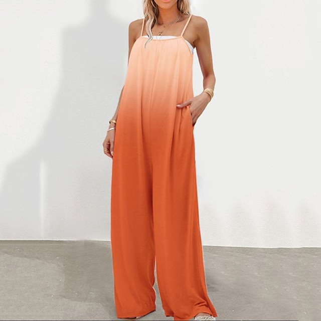 

Women's Jumpsuit Backless Print Print Crew Neck Casual Street Daily Regular Fit Sleeveless Green Blue Purple S M L Spring