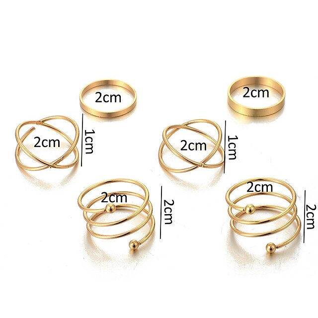 Shoes & Bags Fashion Accessories | Ring Wedding Classic Silver Gold Alloy Imagine Stylish Artistic Simple 6pcs / Womens - OF5797