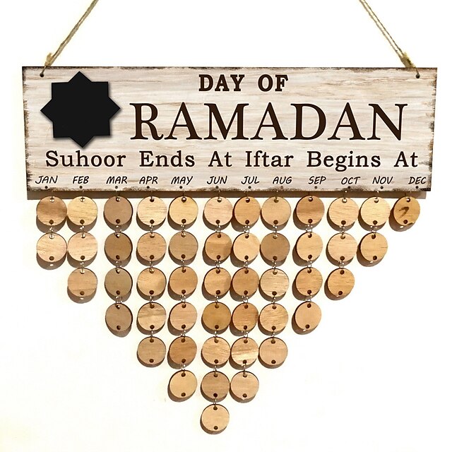 Home & Garden Home Decor | Wooden calendar listing Eid al Fitr countdown blackboard listing home decoration wooden craft gifts -