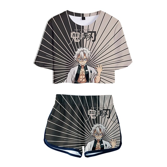 

Inspired by Demon Slayer: Kimetsu no Yaiba Sanemi Shinazugawa Crop Top Cartoon 100% Polyester Anime Harajuku Graphic Shorts For Women's