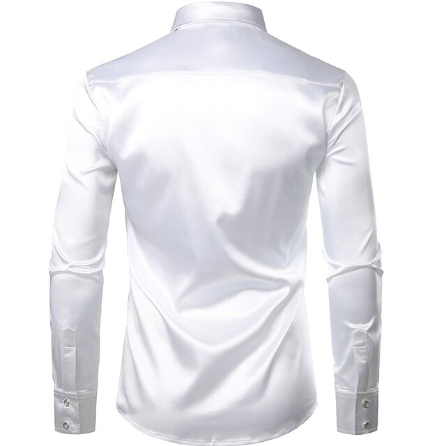 Mens Clothing Mens Shirts | Mens Tuxedo Shirts Solid Color Turndown Party Street Sequins Button-Down Long Sleeve Tops Fashion Br