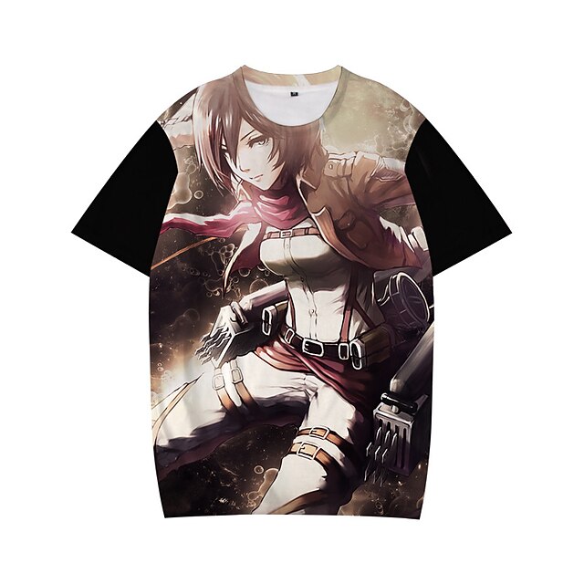 

Inspired by Attack on Titan Mikasa Ackerman T-shirt Cartoon 100% Polyester Anime Harajuku Graphic Kawaii T-shirt For Men's / Women's / Couple's