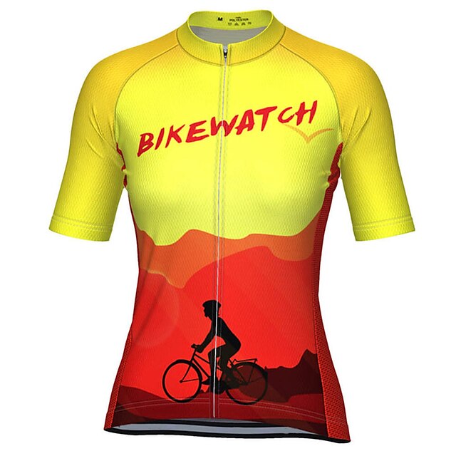 

21Grams Women's Short Sleeve Cycling Jersey Summer Spandex Red / Yellow Bike Top Mountain Bike MTB Road Bike Cycling Quick Dry Moisture Wicking Sports Clothing Apparel / Stretchy / Athleisure
