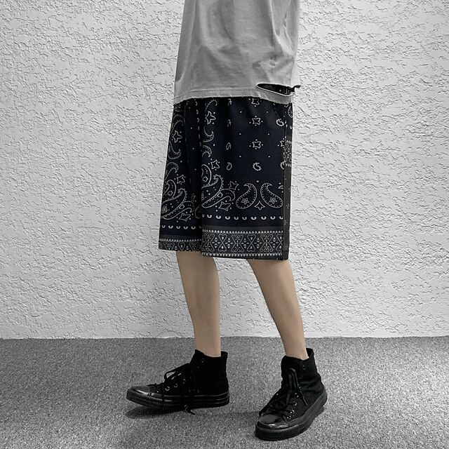 

Men's Fashion Streetwear Shorts Elastic Waist Elastic Drawstring Design Knee Length Pants Casual Daily Micro-elastic Graphic Breathable Lightweight Mid Waist Black L XL XXL 3XL 4XL