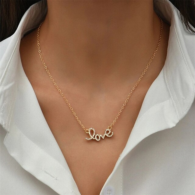 Shoes & Bags Fashion Accessories | Necklace Womens Classic Letter Love Personalized Luxury Natural Elegant Fashion Lovely Gold 4