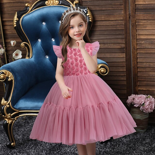 

Kids Little Girls' Dress Plain Tulle Dress Party Daily Mesh Multicolor Green Pink Knee-length Sleeveless Elegant Cute Dresses Children's Day Spring Summer Slim 3-10 Years