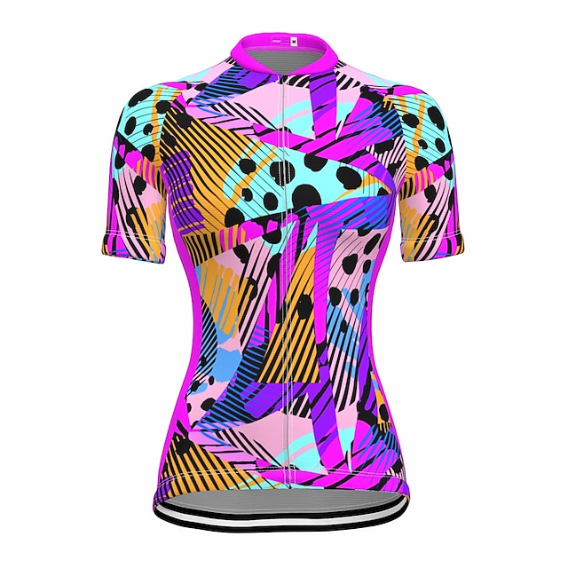 

21Grams Women's Short Sleeve Cycling Jersey Summer Spandex Rose Red Polka Dot Stripes Bike Top Mountain Bike MTB Road Bike Cycling Quick Dry Moisture Wicking Sports Clothing Apparel / Stretchy