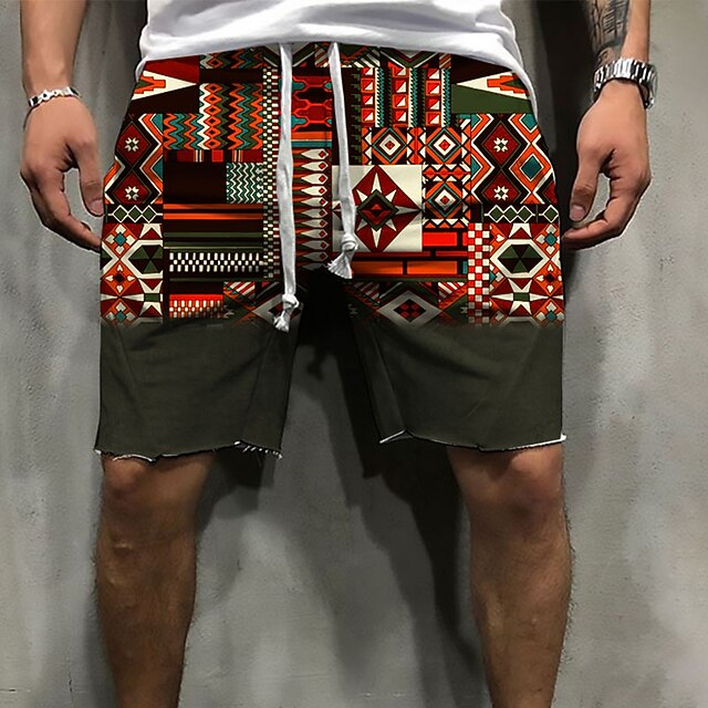 

Men's Stylish Designer Shorts 3D Print Elastic Waist Short Pants Sports Outdoor Daily Micro-elastic Lattice Graphic Prints Comfort Breathable Mid Waist ArmyGreen Khaki S M L XL XXL