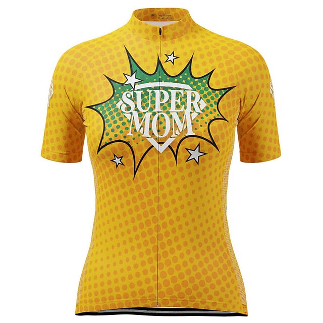 

21Grams Women's Short Sleeve Cycling Jersey Summer Spandex Yellow Polka Dot Bike Top Mountain Bike MTB Road Bike Cycling Quick Dry Moisture Wicking Sports Clothing Apparel / Stretchy / Athleisure