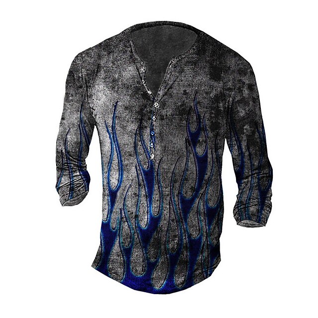 

Men's Henley Shirt Tee T shirt 3D Print Graphic Abstract Plus Size Henley Daily Sports Button-Down Print Long Sleeve Tops Casual Vintage Classic Designer Gray