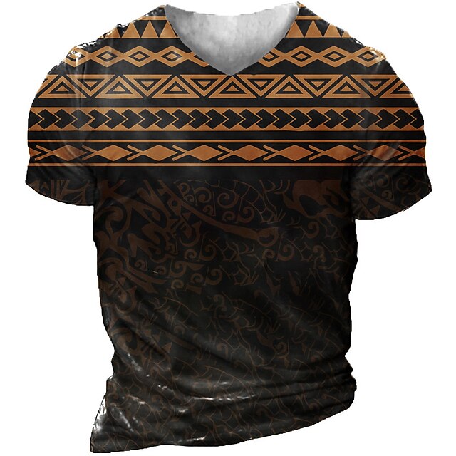 

Men's Unisex T shirt 3D Print Geometric Graphic Prints Crew Neck Street Daily Print Short Sleeve Tops Basic Casual Fashion Retro Black / Summer / Military