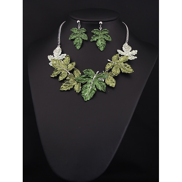 Shoes & Bags Fashion Accessories | Womens Bridal Jewelry Sets Geometrical Leaf Holiday Earrings Jewelry Green / Rainbow For Part