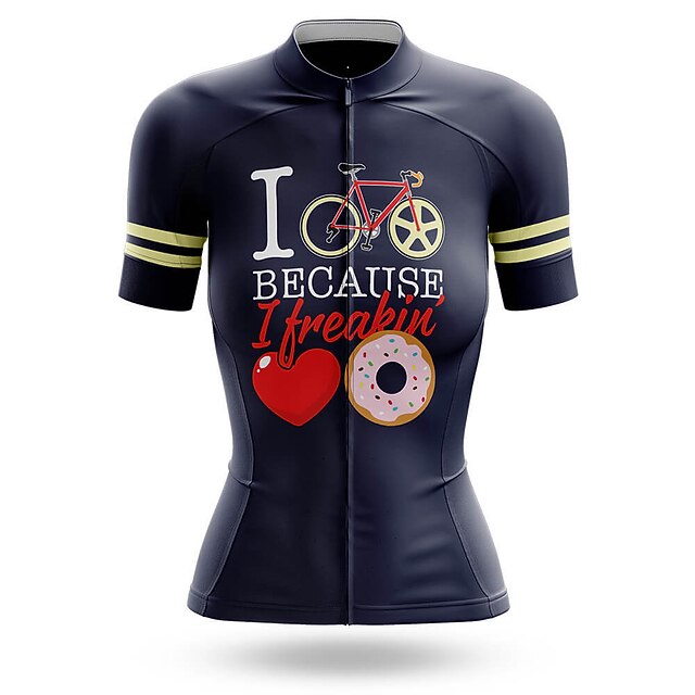 

21Grams Women's Short Sleeve Cycling Jersey Summer Spandex Dark Navy Heart Bike Top Mountain Bike MTB Road Bike Cycling Quick Dry Moisture Wicking Sports Clothing Apparel / Stretchy / Athleisure