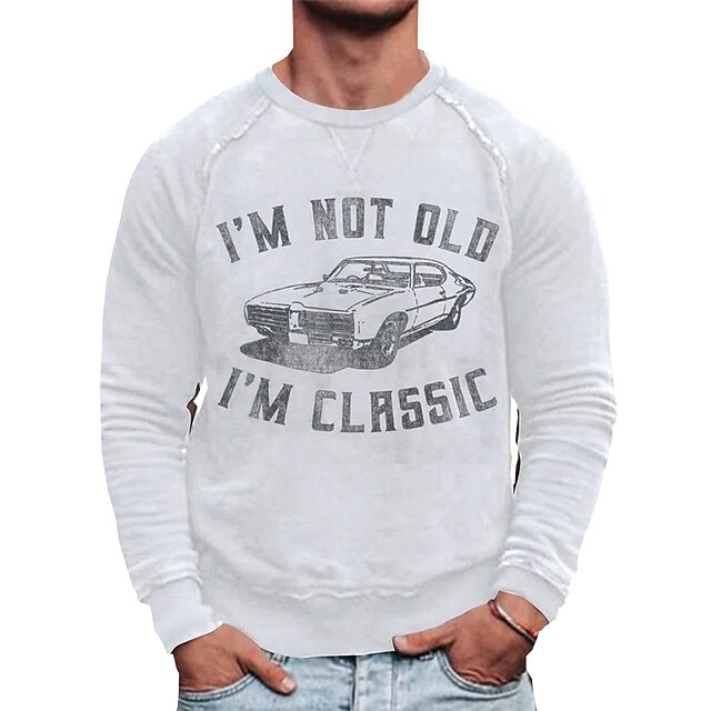 

Men's Sweatshirt Pullover Graphic Car Letter Print Sports Outdoor Casual Daily Hot Stamping Basic Casual Hoodies Sweatshirts Blue White Black
