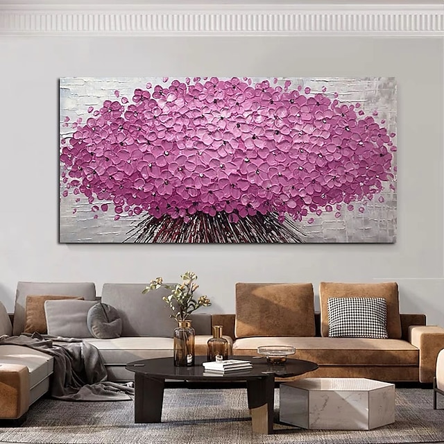 Home & Garden Wall Art | Oil Painting Hand Painted Vertical Abstract Floral / Botanical Contemporary Modern Rolled Canvas (No Fr