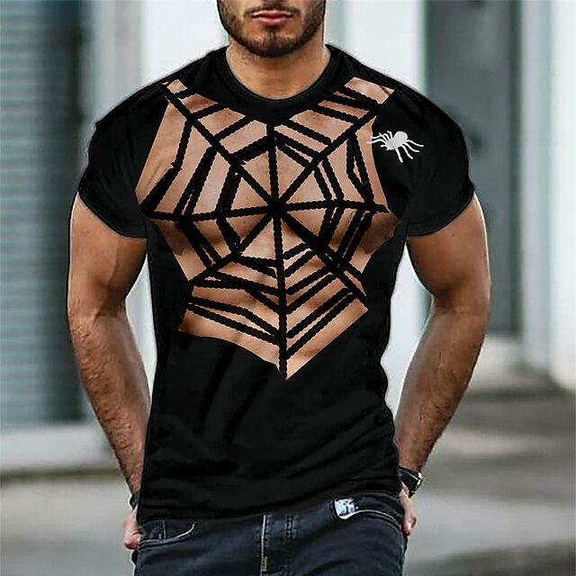 

Men's T shirt 3D Print Graphic Muscle Crew Neck Casual Daily Print Short Sleeve Tops Fashion Classic Designer Big and Tall Black