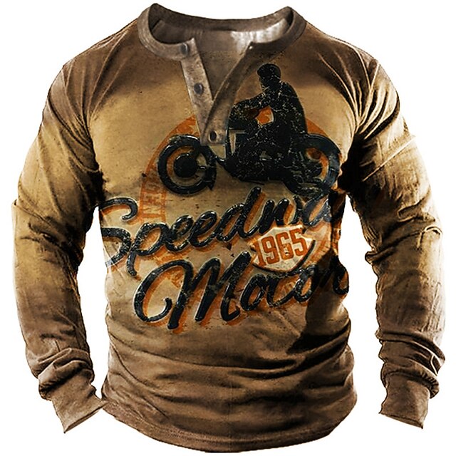 

Men's Sweatshirt Pullover Graphic Motorcycle Sports Outdoor Casual Daily 3D Print Basic Casual Hoodies Sweatshirts Brown