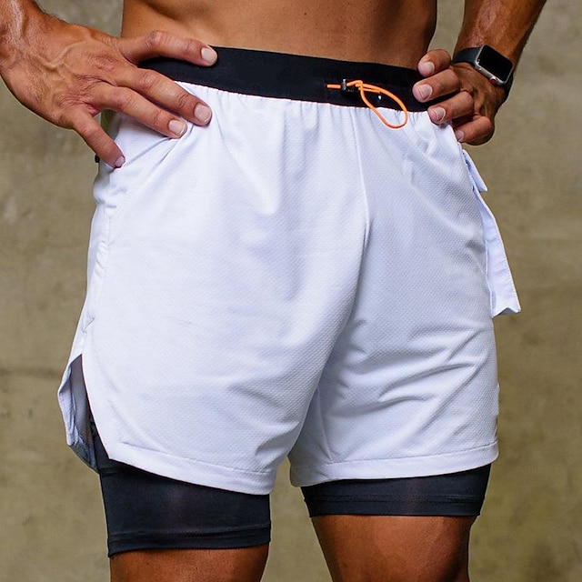  Herr Badshorts Boardshorts Snabb tork Lättvikt Boardshorts Baddräkt Med fickor Kompressionsliner Snörning Simmning Surfing Strand Vattensport Solid färg Sommar