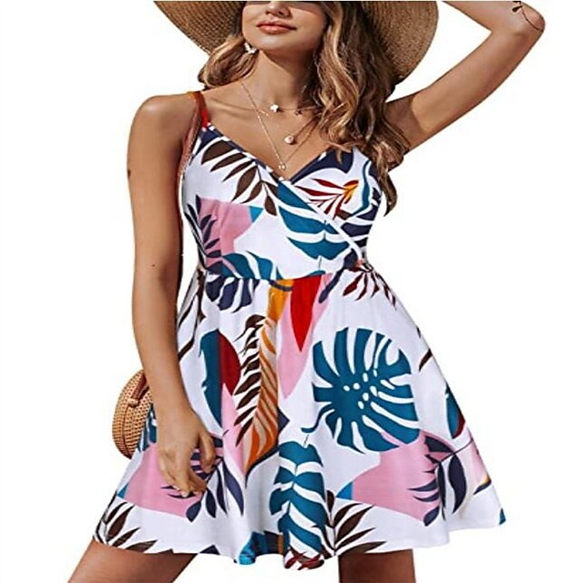 

Women's A Line Dress Short Mini Dress Blue White Black Dark Green Blue Black Sleeveless Print Solid Color Pocket Patchwork Cold Shoulder Summer Spaghetti Strap Stylish 2022 S M L XL XXL