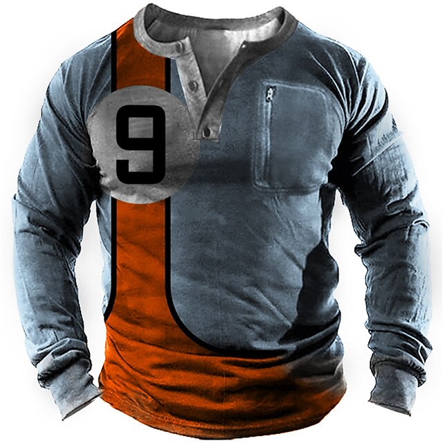 

Men's Sweatshirt Pullover Graphic Color Block Number Sports Outdoor Casual Daily 3D Print Basic Casual Hoodies Sweatshirts Blue