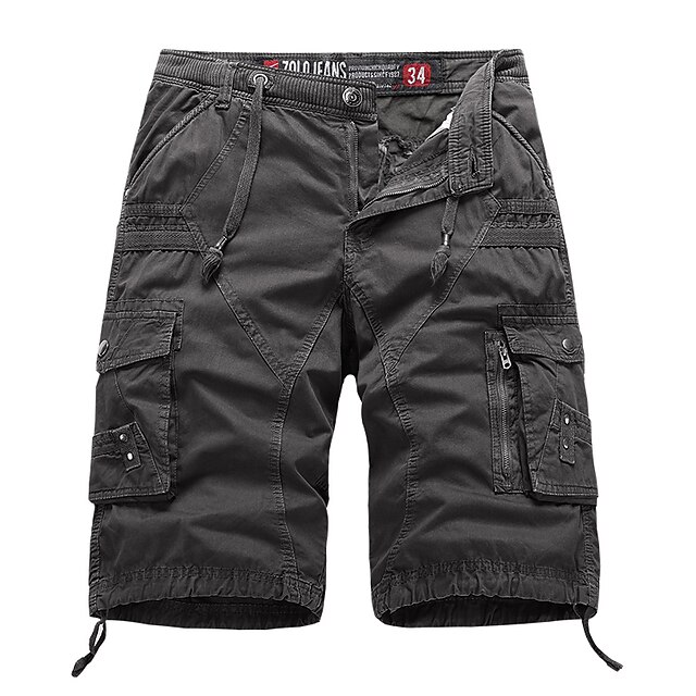 

Men's Stylish Chino Cargo Shorts Knee Length Pants Casual Daily Solid Colored Cotton Blend Mid Waist Black Army Green Grey Khaki 30 32 34 36 38