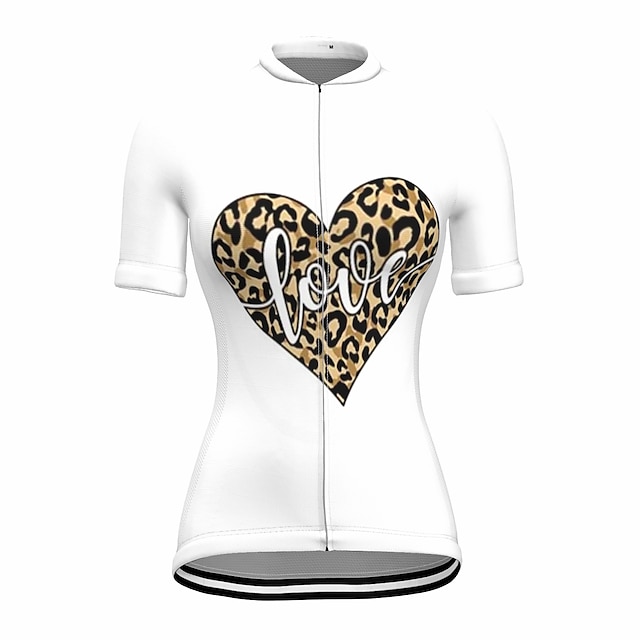 

21Grams Women's Short Sleeve Cycling Jersey Summer Spandex White Heart Leopard Bike Top Mountain Bike MTB Road Bike Cycling Quick Dry Moisture Wicking Sports Clothing Apparel / Stretchy / Athleisure