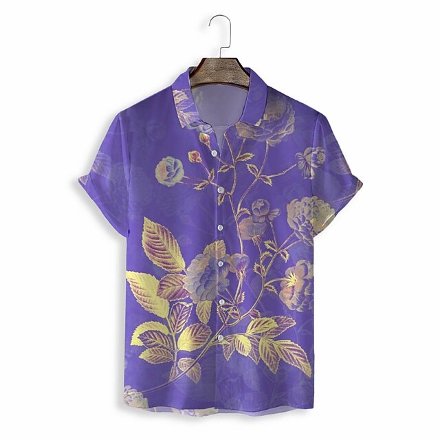

Men's Shirt 3D Print Graphic Turndown Casual Daily 3D Print Short Sleeve Tops Casual Fashion Classic Blue