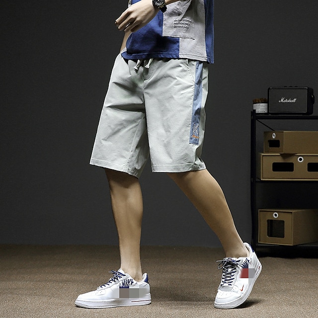 

Men's Chic Modern Casual / Sporty Shorts Patchwork Knee Length Pants Daily Gym Micro-elastic Color Block Letter Mid Waist Black Grey Red L XL XXL 3XL 4XL