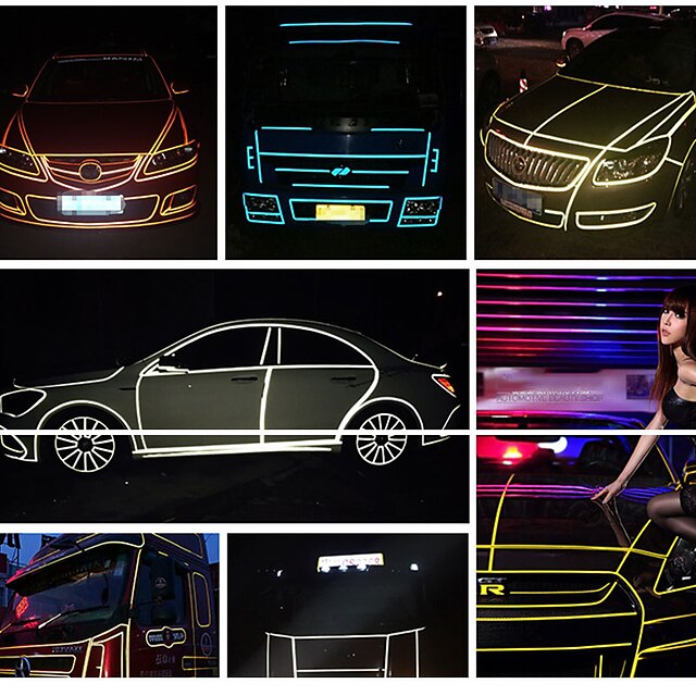 

Car Reflective Decorative Strips Motorcycle Stickers Luminous Stickers Burst Wheel Reflective Stickers Dazzling License Plate Reflective Film