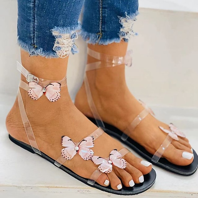 

Women's Sandals Flat Heel Synthetics Buckle Pink