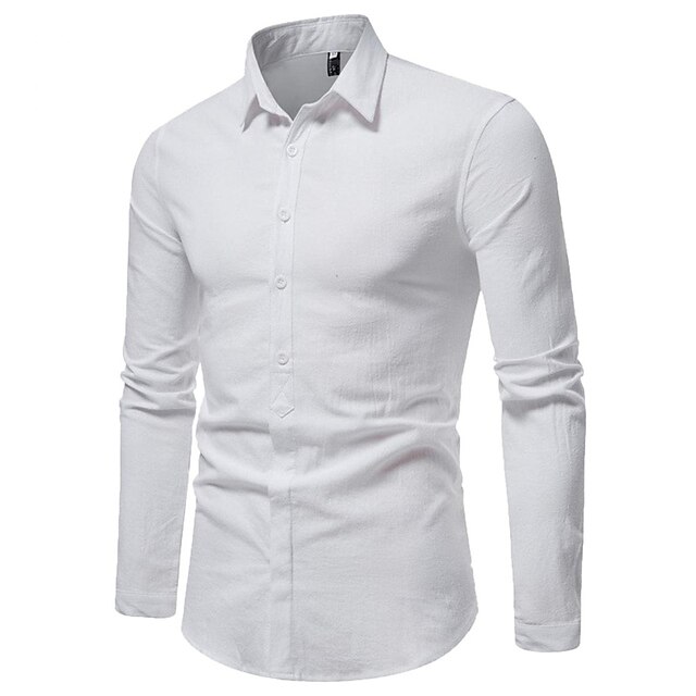 Mens Clothing Mens Shirts | Mens Dress Shirt Solid Color Turndown Street Daily Button-Down Long Sleeve Tops Cotton Business Clas