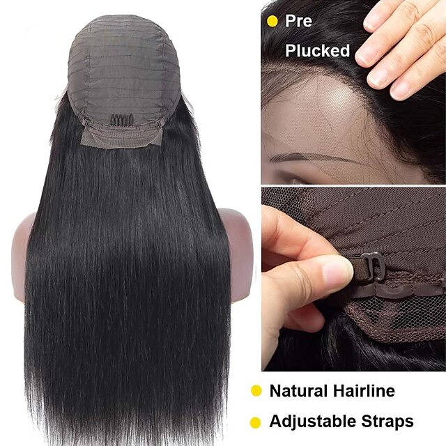 Beauty & Hair Wigs & Hair Pieces | Lace Front Wigs Human Hair Brazilian Straight 150% Density Human Hair Wigs for Black Women Na