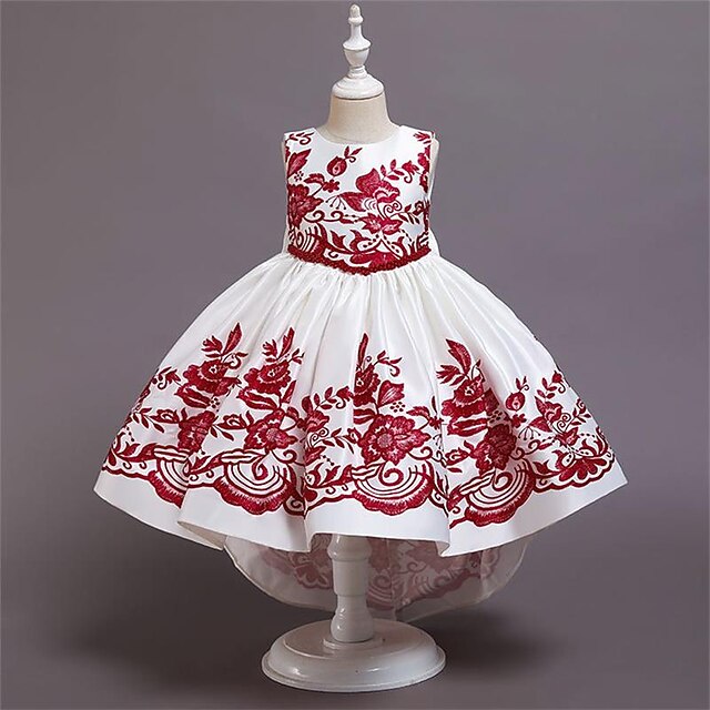 

Kids Little Girls' Dress Flower Skater Dress Party Daily Beaded Purple Dusty Blue Red Knee-length Sleeveless Elegant Cute Dresses Children's Day Spring Summer Slim 3-10 Years