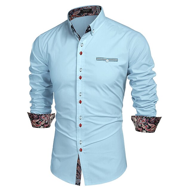 Mens Clothing Mens Shirts | Mens Tuxedo Shirts Print Paisley Turndown Party Street Button-Down Print Long Sleeve Tops Fashion Br